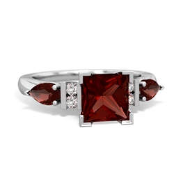 Garnet 6Mm Princess Eternal Embrace Engagement 14K White Gold ring C2002