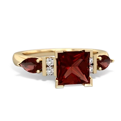 Garnet 6Mm Princess Eternal Embrace Engagement 14K Yellow Gold ring C2002