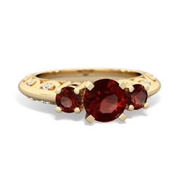 Garnet Art Deco Eternal Embrace Engagement 14K Yellow Gold ring C2003