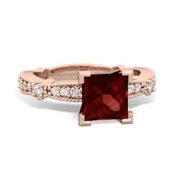 Garnet Sparkling Tiara 6Mm Princess 14K Rose Gold ring R26296SQ