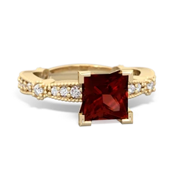 Garnet Sparkling Tiara 6Mm Princess 14K Yellow Gold ring R26296SQ