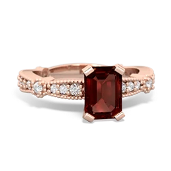 Garnet Sparkling Tiara 7X5mm Emerald-Cut 14K Rose Gold ring R26297EM