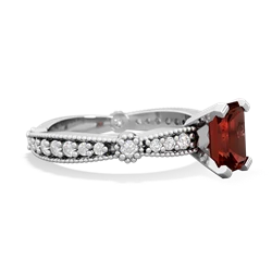 Garnet Sparkling Tiara 7X5mm Emerald-Cut 14K White Gold ring R26297EM