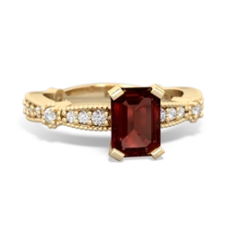 Garnet Sparkling Tiara 7X5mm Emerald-Cut 14K Yellow Gold ring R26297EM