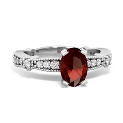 Garnet Sparkling Tiara 7X5mm Oval 14K White Gold ring R26297VL