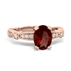 Garnet Sparkling Tiara 8X6 Oval 14K Rose Gold ring R26298VL