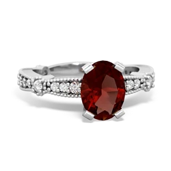 Garnet Sparkling Tiara 8X6 Oval 14K White Gold ring R26298VL