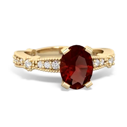 Garnet Sparkling Tiara 8X6 Oval 14K Yellow Gold ring R26298VL