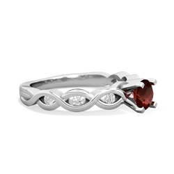 Garnet Infinity 5Mm Round Engagement 14K White Gold ring R26315RD