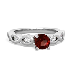 Garnet Infinity 5Mm Round Engagement 14K White Gold ring R26315RD