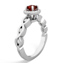 Garnet Infinity Halo Engagement 14K White Gold ring R26315RH