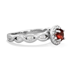 Garnet Infinity Halo Engagement 14K White Gold ring R26315RH