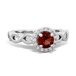 Garnet Infinity Halo Engagement 14K White Gold ring R26315RH