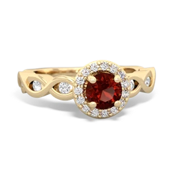 Garnet Infinity Halo Engagement 14K Yellow Gold ring R26315RH