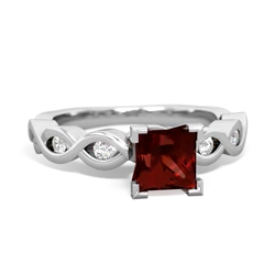 Garnet Infinity 5Mm Square Engagement 14K White Gold ring R26315SQ