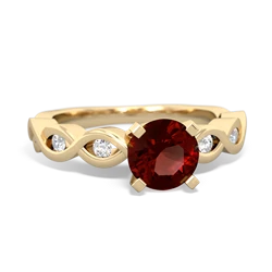 Garnet Infinity 6Mm Round Engagement 14K Yellow Gold ring R26316RD