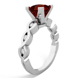 Garnet Infinity 6Mm Princess Engagement 14K White Gold ring R26316SQ