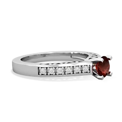 Garnet Art Deco Engagement 5Mm Round 14K White Gold ring R26355RD