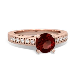 Garnet Art Deco Engagement 6Mm Round 14K Rose Gold ring R26356RD