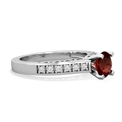 Garnet Art Deco Engagement 6Mm Round 14K White Gold ring R26356RD