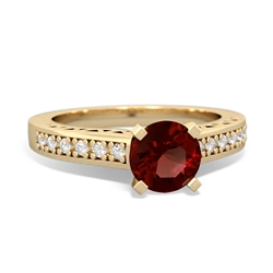 Garnet Art Deco Engagement 6Mm Round 14K Yellow Gold ring R26356RD