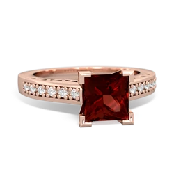 Garnet Art Deco Engagement 6Mm Princess 14K Rose Gold ring R26356SQ