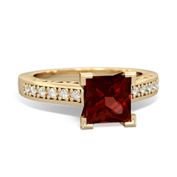 Garnet Art Deco Engagement 6Mm Princess 14K Yellow Gold ring R26356SQ