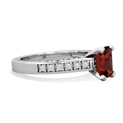 Garnet Art Deco Engagement 7X5mm Emerald-Cut 14K White Gold ring R26357EM