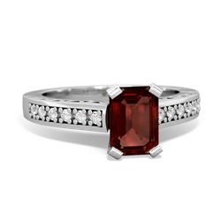 Garnet Art Deco Engagement 7X5mm Emerald-Cut 14K White Gold ring R26357EM