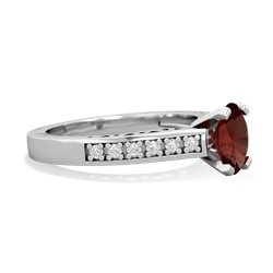 Garnet Art Deco Engagement 7X5mm Oval 14K White Gold ring R26357VL