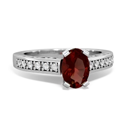 Garnet Art Deco Engagement 7X5mm Oval 14K White Gold ring R26357VL