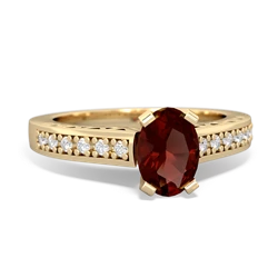 Garnet Art Deco Engagement 7X5mm Oval 14K Yellow Gold ring R26357VL