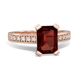 Garnet Art Deco Engagement 8X6mm Emerald-Cut 14K Rose Gold ring R26358EM