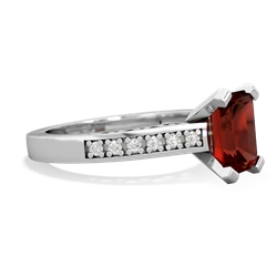 Garnet Art Deco Engagement 8X6mm Emerald-Cut 14K White Gold ring R26358EM