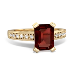 Garnet Art Deco Engagement 8X6mm Emerald-Cut 14K Yellow Gold ring R26358EM