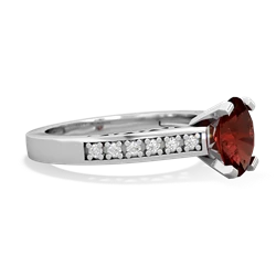 Garnet Art Deco Engagement 8X6mm Oval 14K White Gold ring R26358VL