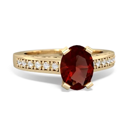 Garnet Art Deco Engagement 8X6mm Oval 14K Yellow Gold ring R26358VL