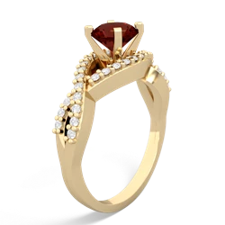 Garnet Diamond Twist 6Mm Round Engagment  14K Yellow Gold ring R26406RD