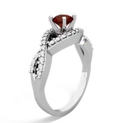 Garnet Diamond Twist 5Mm Round Engagment  14K White Gold ring R26405RD