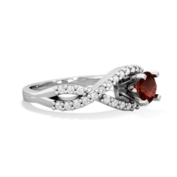 Garnet Diamond Twist 5Mm Round Engagment  14K White Gold ring R26405RD