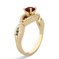 Garnet Diamond Twist 5Mm Round Engagment  14K Yellow Gold ring R26405RD