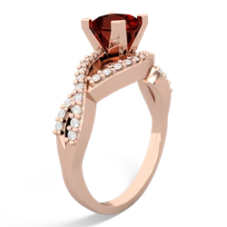 Garnet Diamond Twist 5Mm Square Engagment  14K Rose Gold ring R26405SQ