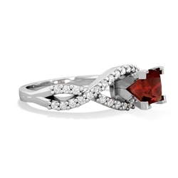 Garnet Diamond Twist 5Mm Square Engagment  14K White Gold ring R26405SQ