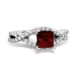 Garnet Diamond Twist 5Mm Square Engagment  14K White Gold ring R26405SQ