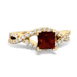 Garnet Diamond Twist 5Mm Square Engagment  14K Yellow Gold ring R26405SQ