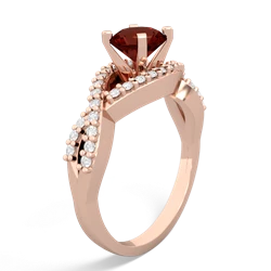 Garnet Diamond Twist 6Mm Round Engagment  14K Rose Gold ring R26406RD