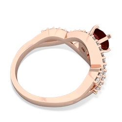 Garnet Diamond Twist 6Mm Round Engagment  14K Rose Gold ring R26406RD