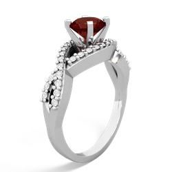 Garnet Diamond Twist 6Mm Round Engagment  14K White Gold ring R26406RD