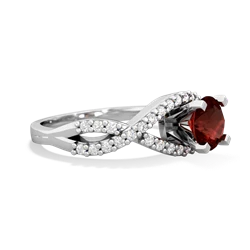 Garnet Diamond Twist 6Mm Round Engagment  14K White Gold ring R26406RD