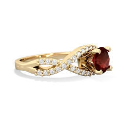 Garnet Diamond Twist 6Mm Round Engagment  14K Yellow Gold ring R26406RD